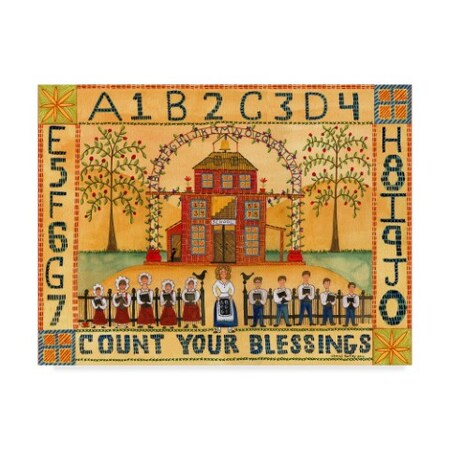 Trademark Fine Art Cheryl Bartley 'Count Your Blessings School Sampler' Canvas Art, 18x24 ALI41041-C1824GG